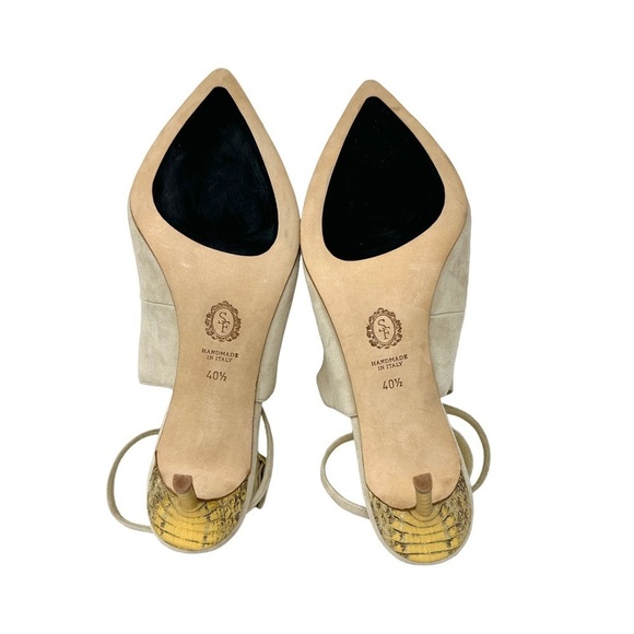 NWOT Sarah Flint Designer Pointy Toe Suede T-Strap Pumps Size 40.5 - Picture 7 of 10